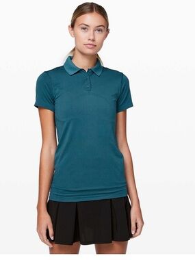 Lululemon athletica Swiftly Speed Polo-Bermuda teal-rare- size 4